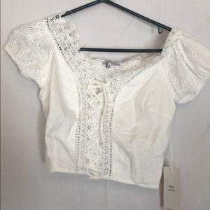 White lace crop top